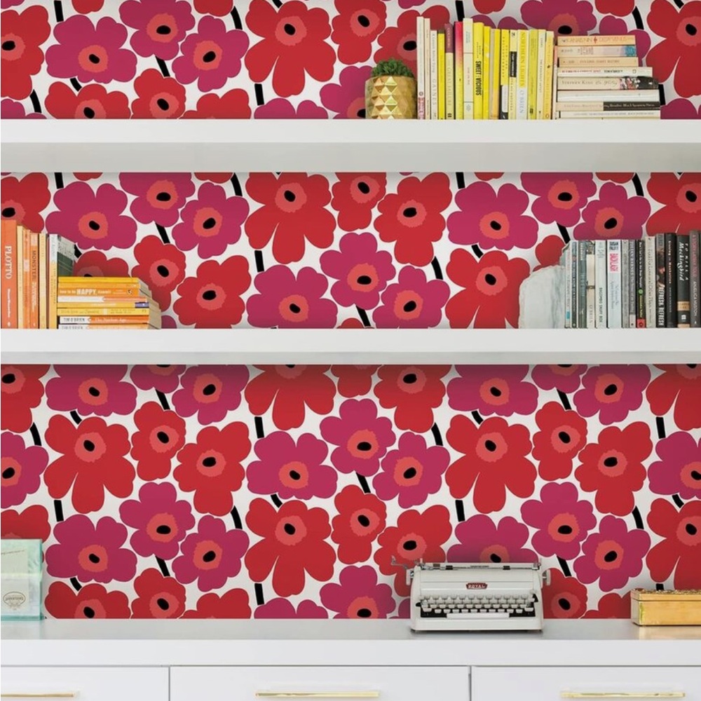 MARIMEKKO MKS4492 RED PIENI UNIKKO PEEL & STICK WALLPAPER - Picture 2 of 6